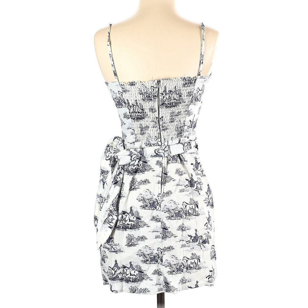 Reformation Linen Mini 4 Corset English Foxhunt Horse Dog Sleeveless Wrap Cutout - Picture 4 of 4